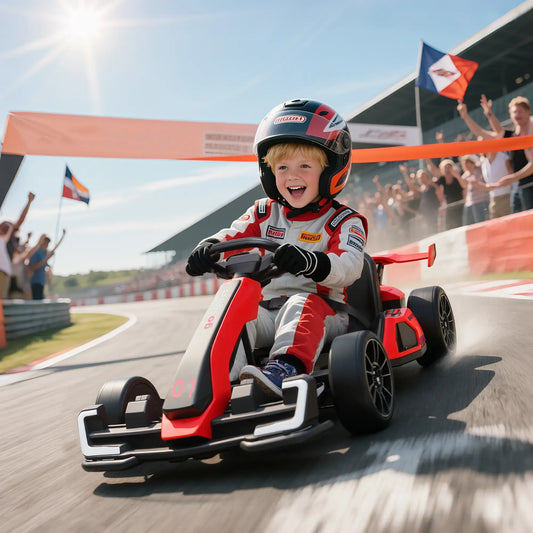 24V Electric Go Kart, 7.5/8.1mph, Drifting Car Battery Powered Ride on Toy with Slow Start, Music, Horn, for 6-12 Years Old