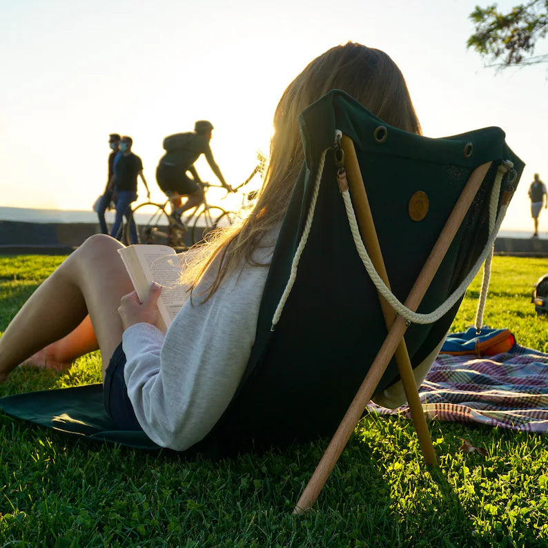 Yellow Beach Lounger Chair: Portable Folding Sunbed with Beech Wood Legs